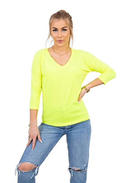 Kesi Bluză galben neon cu decolteu în V