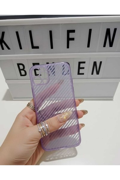 kılıfınbenden Iphone 12 pro purple carbon fiber case model