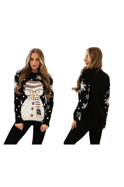 Kesi Pulover de Crăciun pentru femei de culoare cu un om de zăpadă purtând oc...