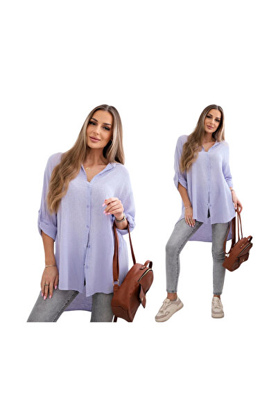 Kesi Women's light purple muslin Cotton shirt, large size