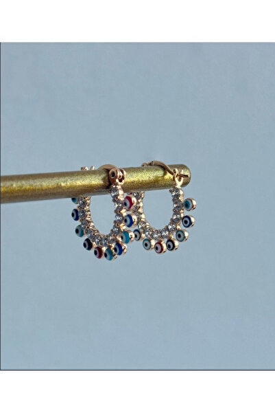 atom butik Çelik Xuping minimal nazar boncuklu küpe