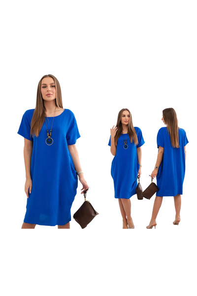 Kesi Rochie de damă albastră cu buzunare și pandantiv din viscoză