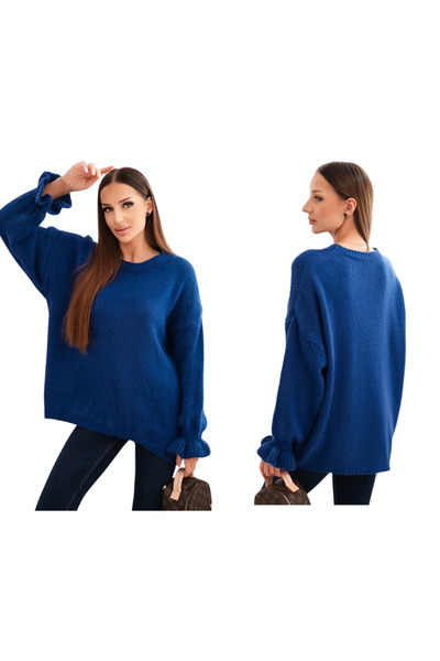 Kesi Pulover de damă albastru-albăstrele, cu o notă de mohair și lână, într-o...