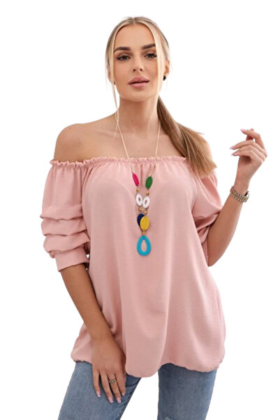 Kesi Bluză roz pudrat cu mâneci decorative