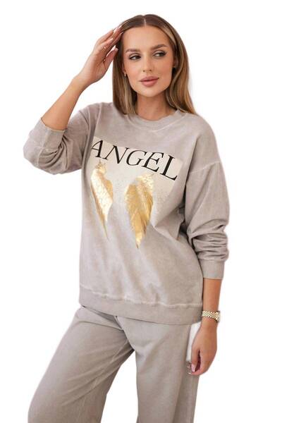 Kesi Set hanorac Angel + pantaloni bej