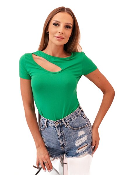 Kesi Body din viscoză pentru femei cu mâneci scurte, verde