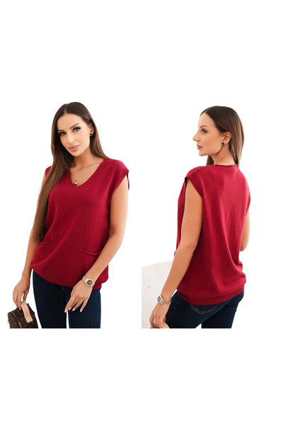 Kesi Pulover fără mâneci din viscoză pentru femei, cu buzunare și decolteu în...