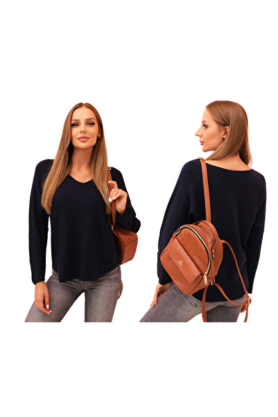 Kesi Pulover bleumarin cu decolteu în V pentru femei