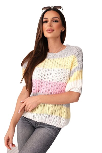 Kesi Women's gray sweater with Striped