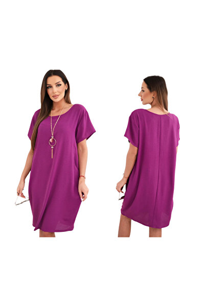 Kesi Rochie de damă violet închis cu buzunare și pandantiv din viscoză