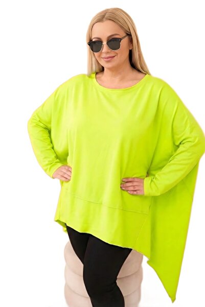 Kesi Bluză asimetrică pentru femei din bumbac, culoarea fisticului deschis, m...