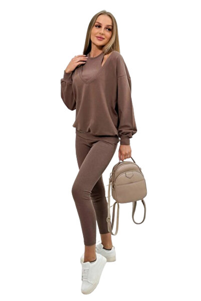 Kesi Set 3 piese: hanorac + top + colanți mocca