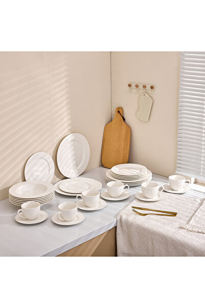Malooki 30-piece dinner service "Sun", porcelain - set of plates and cups for...