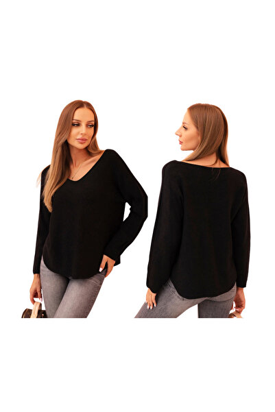 Kesi Pulover negru de damă cu decolteu în V