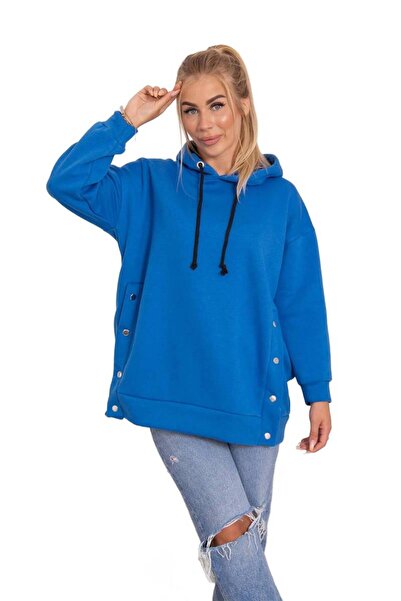 Kesi Hanorac albastru Cornflower cu capse