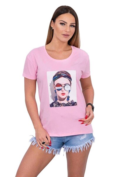 Kesi Bluză grafică pentru femei, roz pudrat