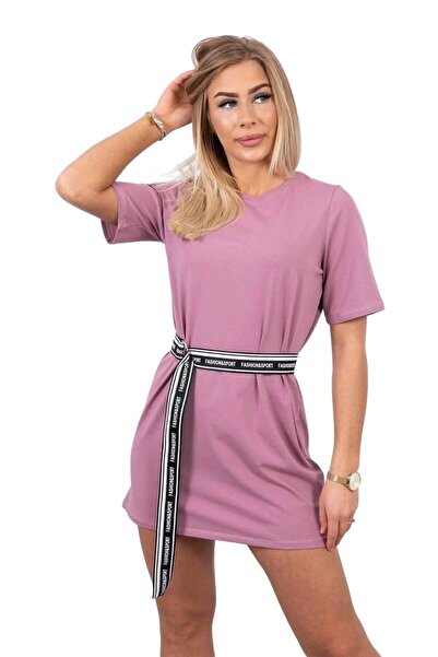 Kesi Rochie roz închis cu curea decorativă