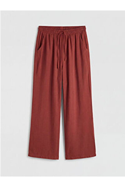 LC Waikiki M1 Season Brown Elastic Waist Textured Women's Trousers