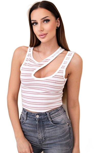 Kesi Women's Dark Pink Ribbed Cutout Sleeveless Top