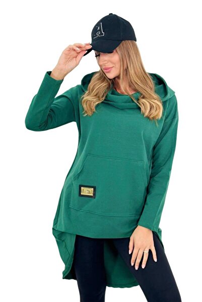 Kesi Hanorac verde cu glugă și spate lung