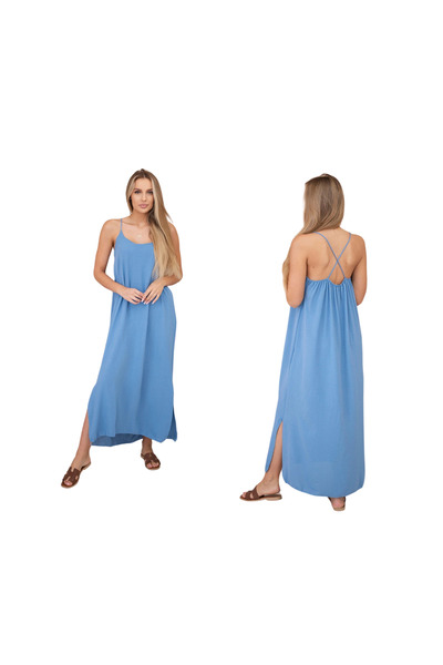 Kesi Rochie lungă de vară din denim pentru femei, cu bretele