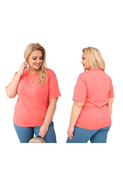 Kesi Classic Short-Sleeved Cotton blouse, plus size, raspberry pattern, for w...