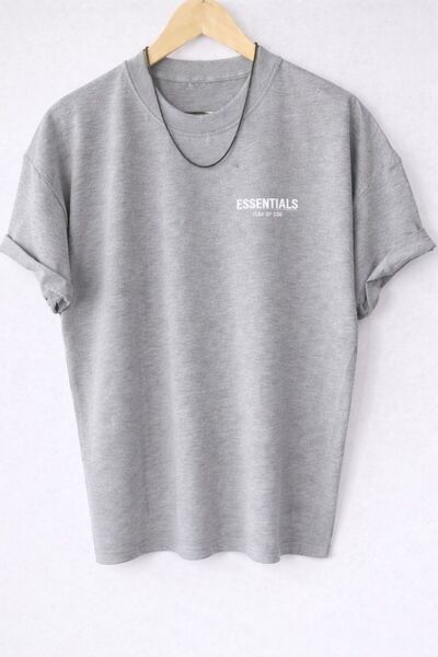 NOFLEN Tricou Antracit Oversize Essentials cu imprimeu croială largă