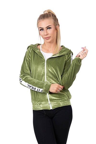 Kesi Hanorac verde din catifea