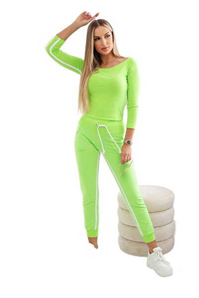 Kesi Set cu dungi duble verde neon