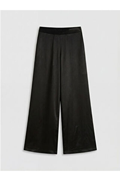 LC Waikiki M1 Season Black Elastic Waist Textured Women's Trousers
