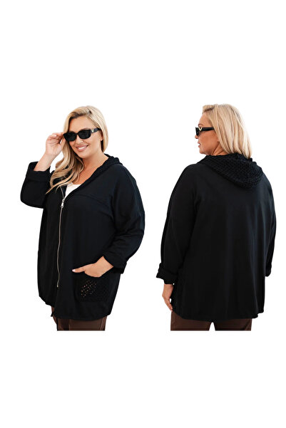 Kesi Women's black zip-up hoodie, PLUS size