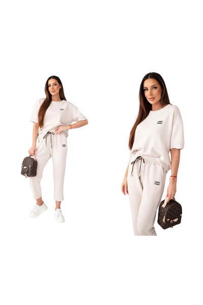 Kesi Set sport bej pentru femei cu mâneci scurte | Butter