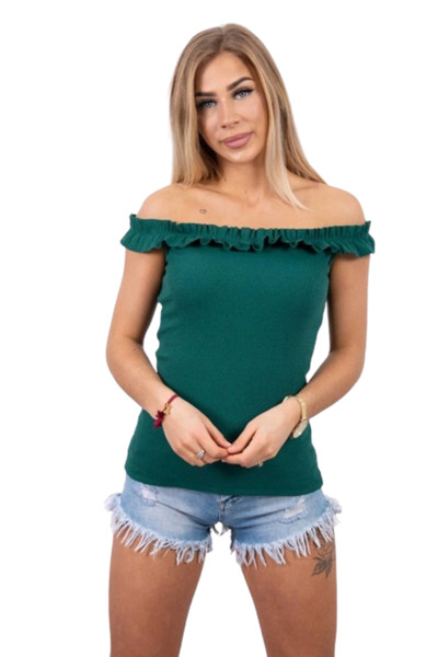 Kesi Green Spanish blouse with Ruffled