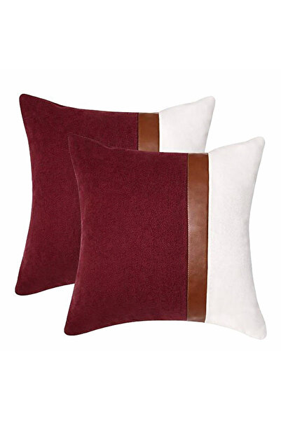 Diva Home صوف الفليس مخمل جلد شريط زخرفي 2Li غطاء وسادة 45 × 45 سم