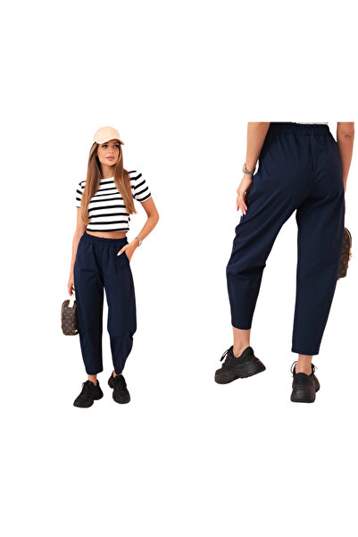 Kesi Pantaloni eleganți de damă bleumarin cu buzunare Summer Punto