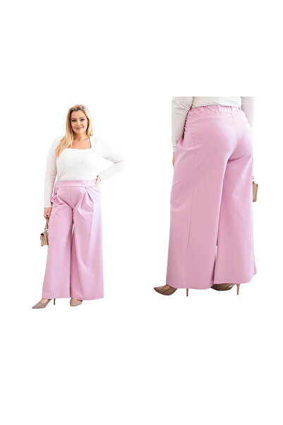 Kesi Elegant women's light purple plus size High-Leg wide leg pants