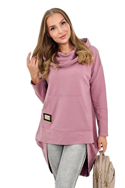 Kesi Hanorac cu glugă roz închis, cu spate lung