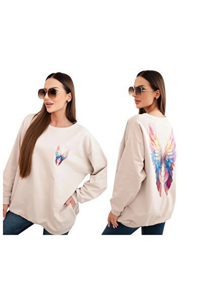 Kesi Hanorac supradimensionat din bumbac pentru femei, cu aripioare colorate ...