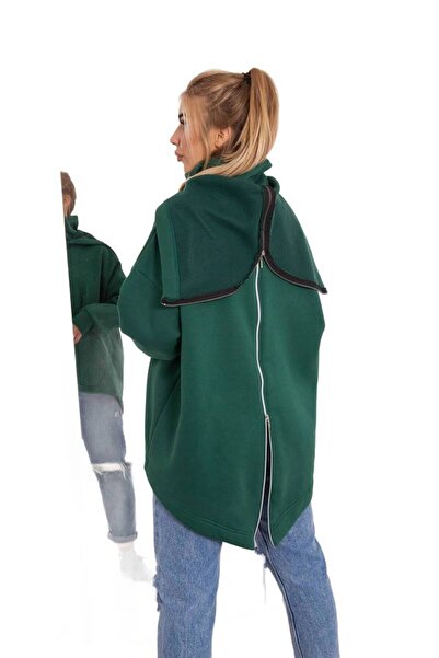 Kesi Hanorac termoizolant verde închis cu fermoar la spate