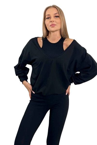 Kesi Set 3 piese: hanorac + top + colanți, negru