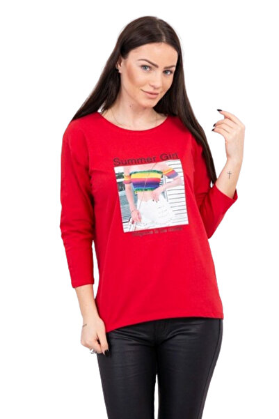 Kesi Bluză de vară cu imprimeu pentru fete, roșie