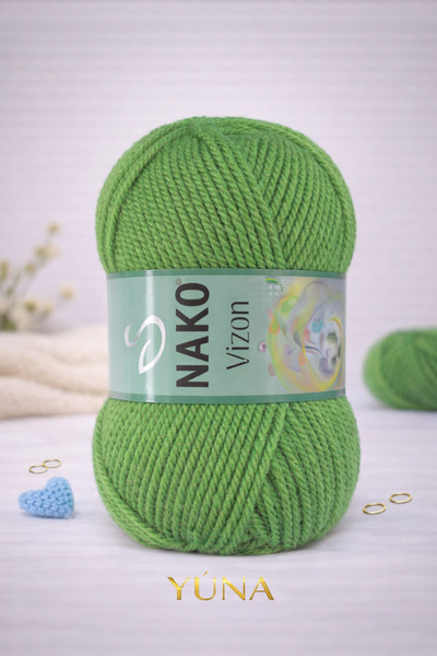 NAKO خيط حياكة متوسط ​​السمك من ماركة مينك 6534 باللون الأخضر العشبي