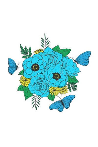 OEM Decorative Sticker, Flower Bouquet, Turquoise