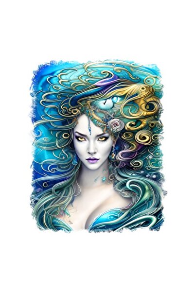 OEM Διακοσμητικό αυτοκόλλητο, Γοργόνα, Μπλε, 70 εκ.