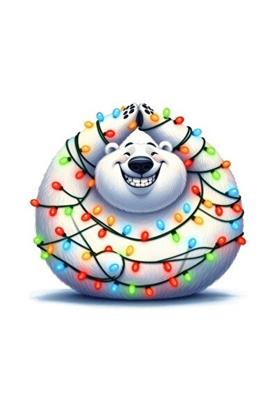 OEM Διακοσμητικό Αυτοκόλλητο, Χριστούγεννα, Αρκούδα, Λευκό