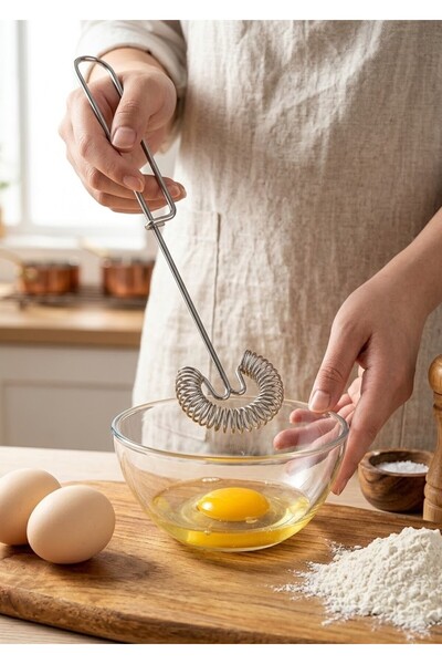 RED KİTCHEN Yaylı Yumurta Çırpıcı Metal Yeni Model Mikser Krem Sos Karıştırıc...
