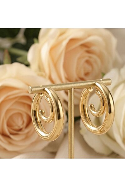 BEKLEMİN TAKILARI أقراط نسائية من الفولاذ باللون الذهبي مزدوج الطبقات متشابكة...