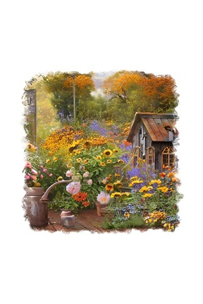 OEM Autocolant decorativ, Grădină cu flori, Verde, 55 cm