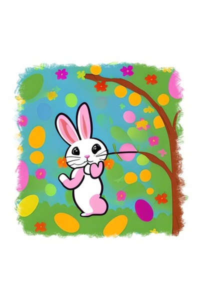 OEM Διακοσμητικό αυτοκόλλητο, λαγουδάκι, λευκό, 55 εκ.