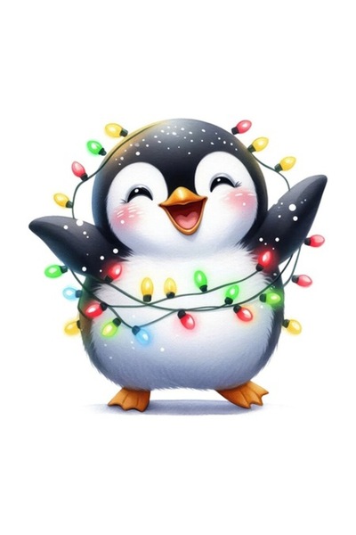 OEM Διακοσμητικό Αυτοκόλλητο, Χριστούγεννα, Πιγκουίνος, Μαύρο